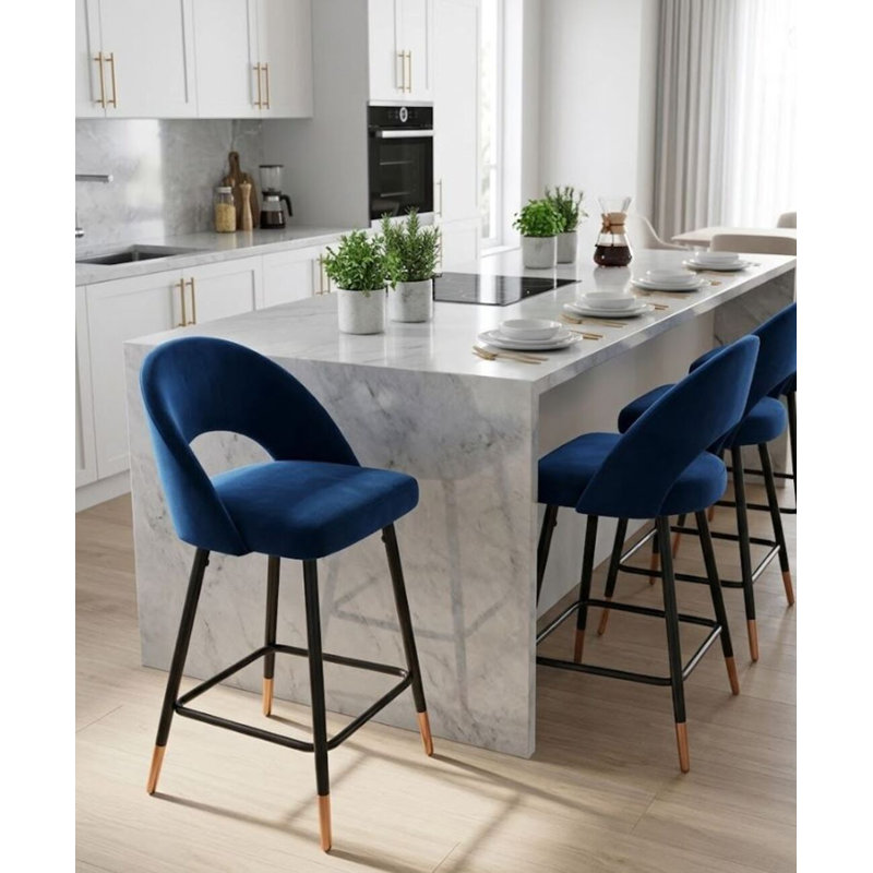 Balvin Bar Stool, Blue, Counter Stool (25" Seat Height)
