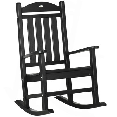 Outdoor Rocking Chair,All Weather-Resistant HDPE Rocking Patio Chairs With Rustic High Back,Armrests,Oversized Seat And Slatted Backrest