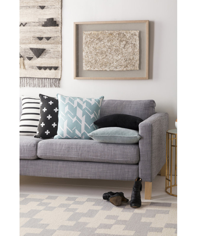Housse de coussin 100% coton Antonia, Menthe / Ivoire