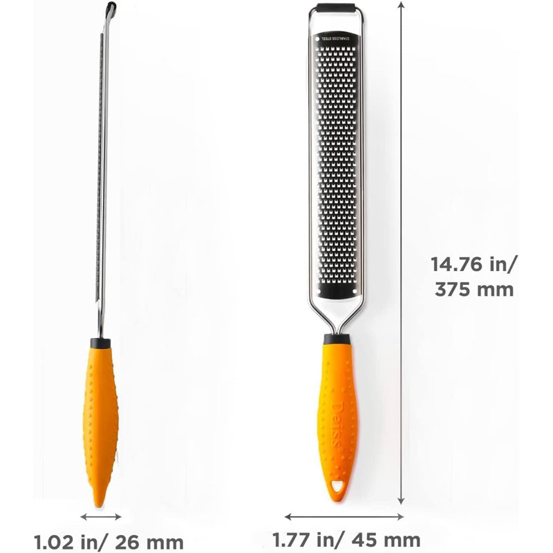 Zeste d'agrumes et râpe à fromage Deiss PRO - Parmesan citron, gingembre, ail, muscade, chocolat, légumes, fruits - Lame en acier inoxydable tranchante, large, lavable au lave-vaisselle