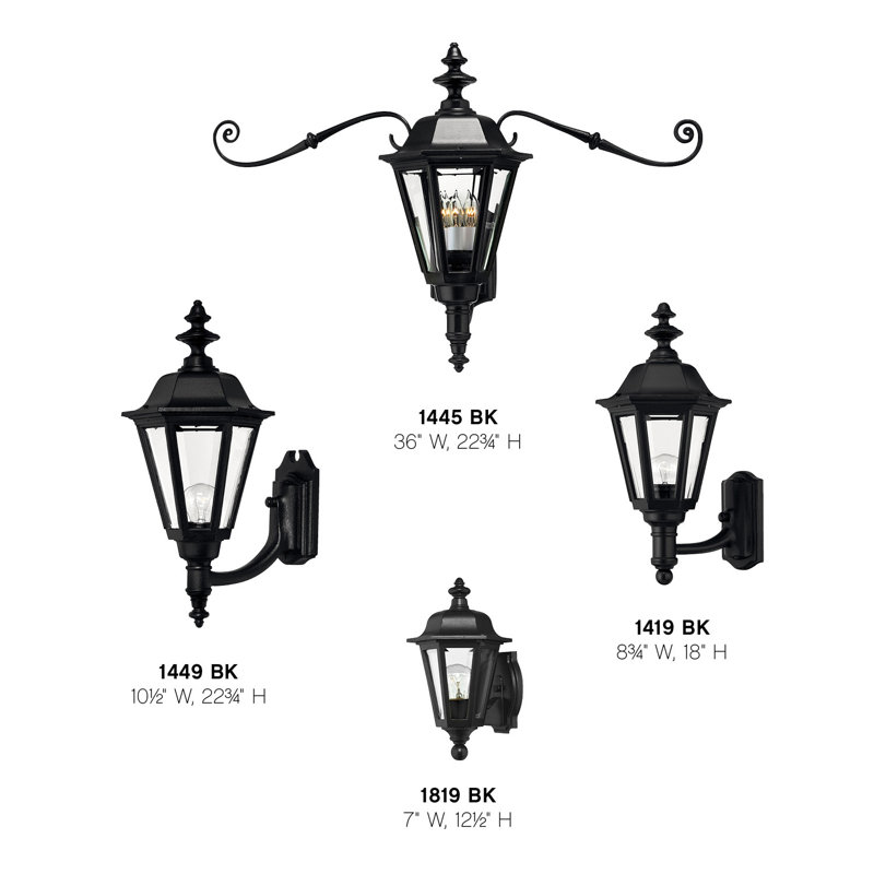 Black Beveled Glass Outdoor Wall Lantern