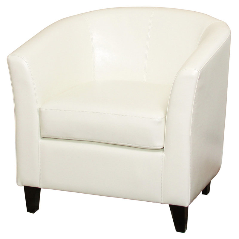 Comfortable Ivory Pu Accent Chair, Modern Design For Living Room