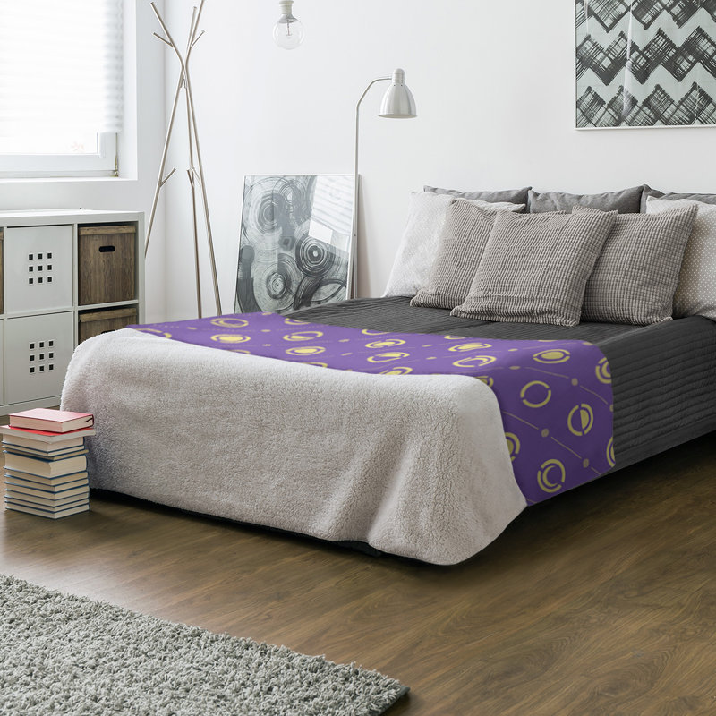 Couverture polaire moon phases, l 60 po x L 80 po, Mauve / Jaune