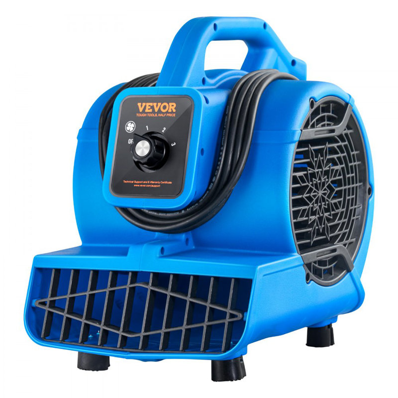 Ventilateur de plancher 1360 tr / min 600 CFM avec 4 angles de soufflage 3 vitesses