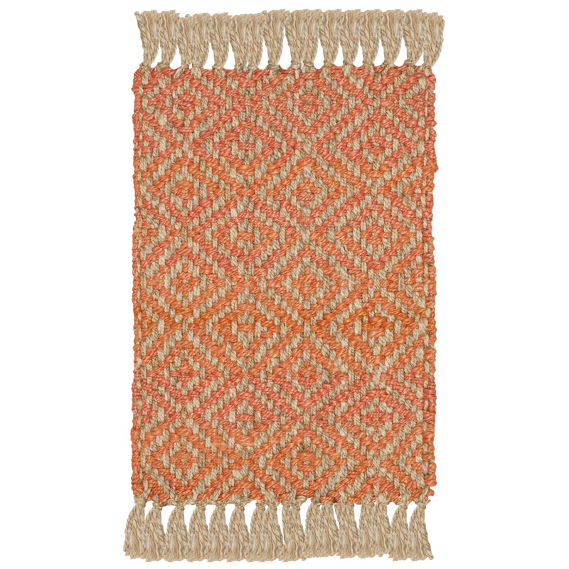 Tapis en jute tissé à la main à motif de fibres naturelles Desai, Rectangulaire 3 pi x 5 pi