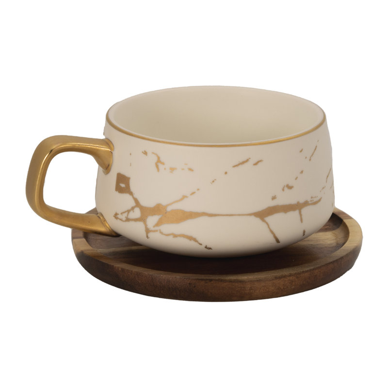 Agace Ceramic Teacup and Saucer, White