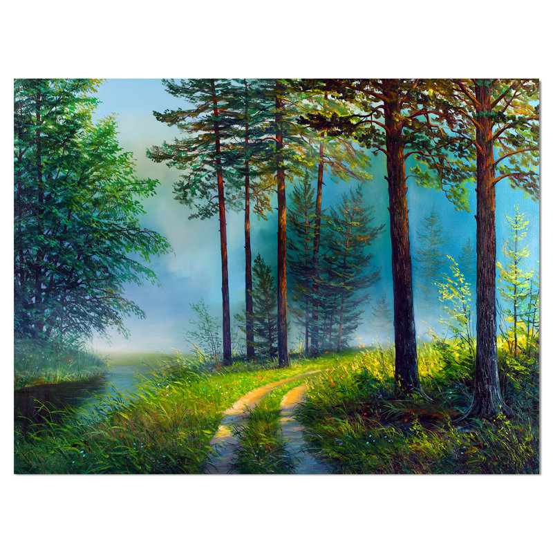 " Landscapes Colourful Summer Forest ", 12" H x 20" W x 1" D, Wrapped Canvas