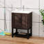 Meuble-lavabo autoportant de 36 po Honoria, 2 portes de rangement, tablettes évidées, pouces de meuble-lavabo texturé, couleur noyer, comptoir en céramique, pieds réglables-121114168-121114171