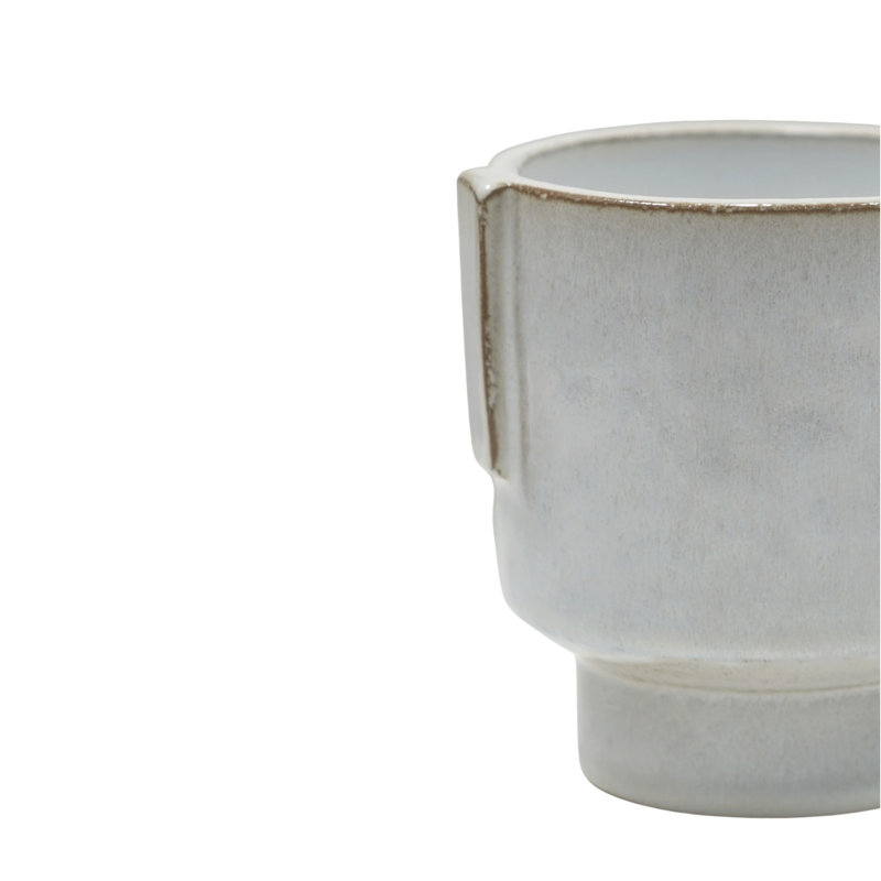 Aries Glazed Handle Planter, White
