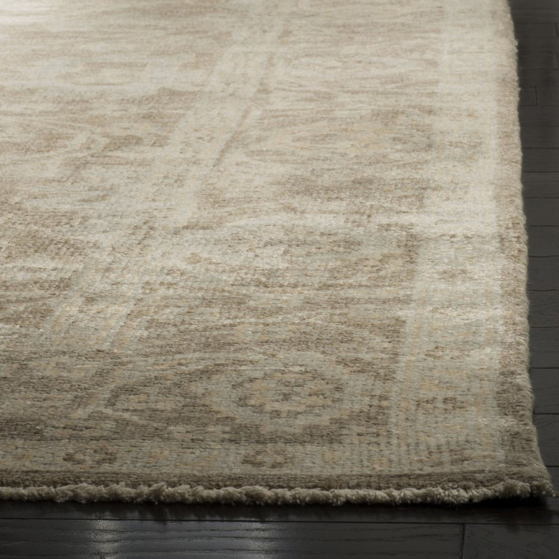 Oushak Hand Knotted Viscose Rug, Rectangle 6' x 9''