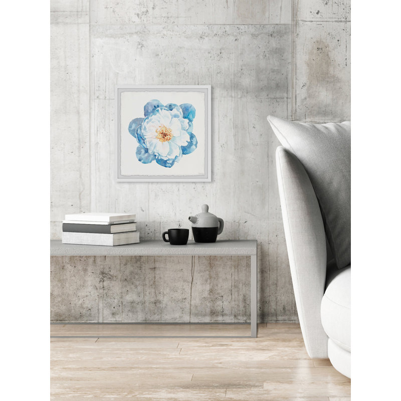 Blue Common Peony by Parvez Taj - Single Picture Frame Painting, 30 cm H x 30cm W x 3.81cm D