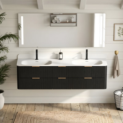 Meuble-lavabo mural moderne avec lavabo et 6 tiroirs Modern