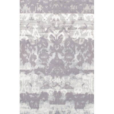 Modern Silk Ikat Area Rug in Gray