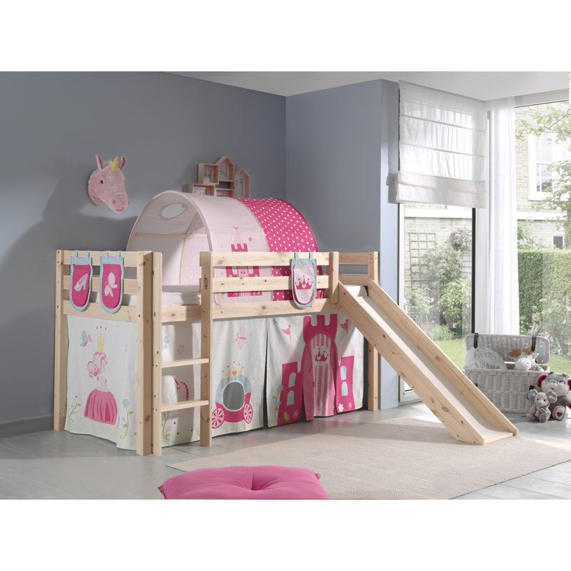 Pino European Single (90 x 200cm) Mid Sleeper Loft Bed, Beige, Premium, 210 x 218 cm