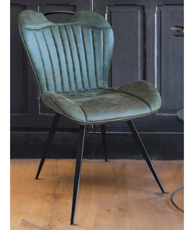 Aayisha Fabric Upholstered Metal Side Chair, Green/Black