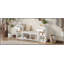 Banc de rangement tout-en-un avec coussin, compartiments, tiroirs et tablettes ouvertes, banc de rangement pour couloir, vestibule, salon (blanc)-129931429