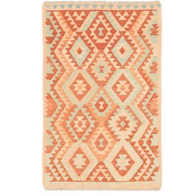 Tapis en laine rouge/beige 2 pi 7 po x 4 po one-of-kind main-noué la new age Elland