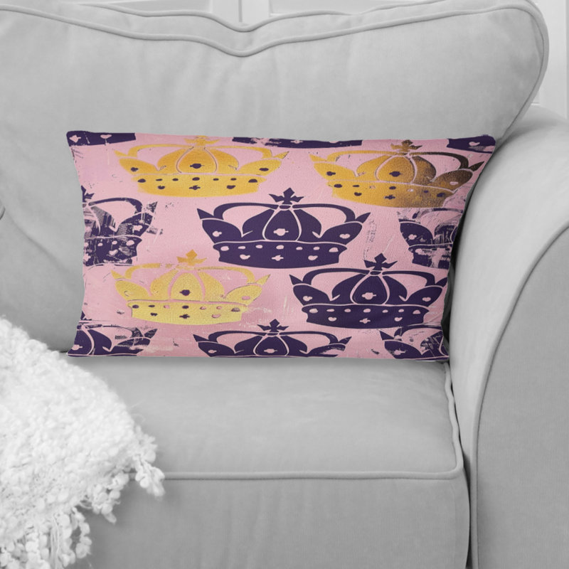 Coussin lombaire mauve et doré Royal Crown II
