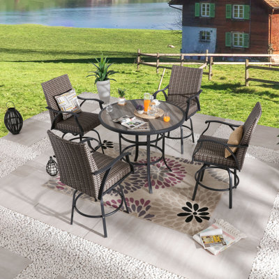 4 - Person Wicker Patio Dining Set with Round Table