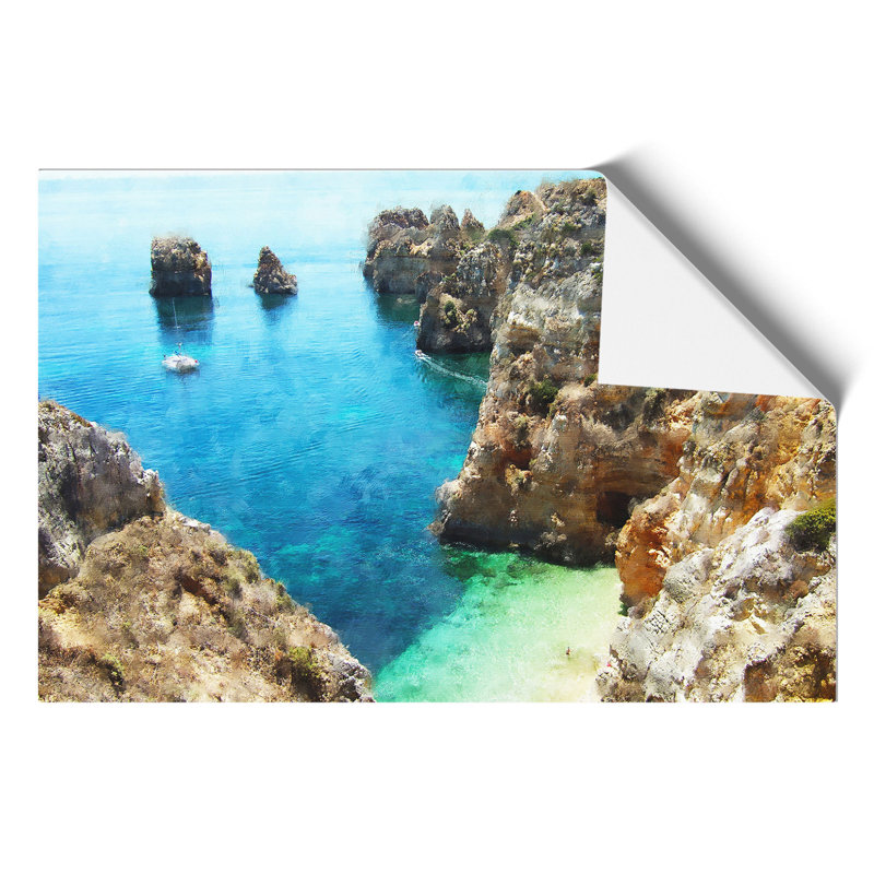 Coast of Portugal Painting - Frameless Print, 30cm H x 42cm W x 0.1cm D