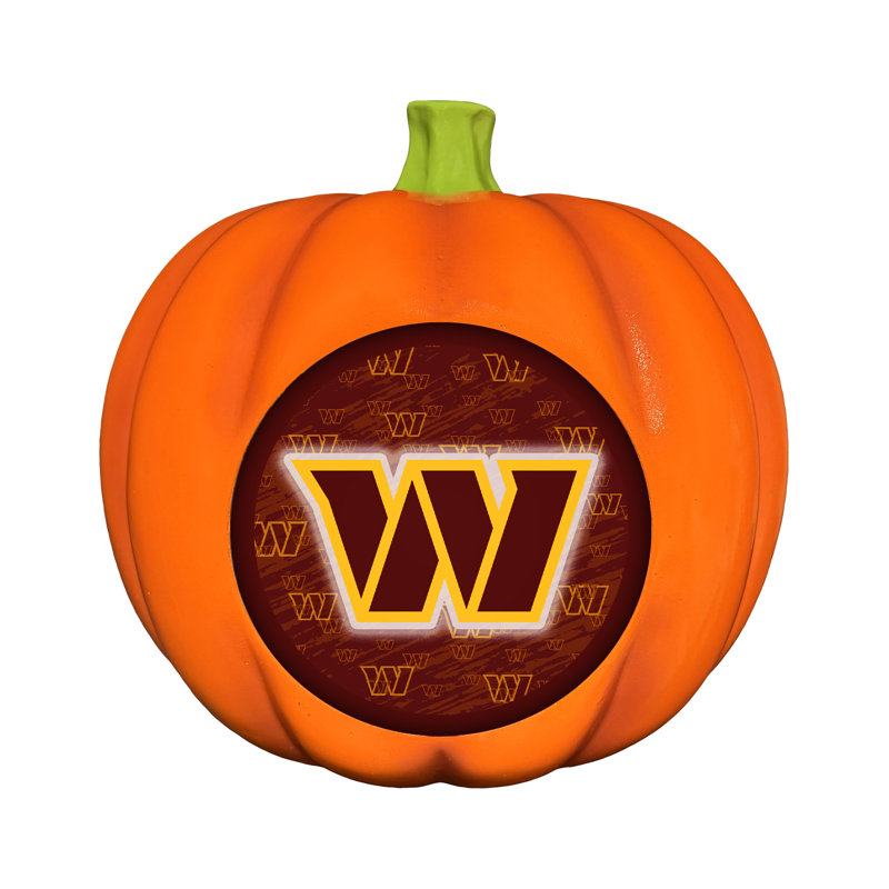 Décoration citrouille en résine avec logo DEL 3D des Washington Commanders de la NFL | 25 cm