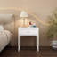 Modern White Nightstand With Drawer, Minimalist Bedside Table With Wood Knob, Compact End Table For Bedroom, Apartment, Or Small Spaces, Easy Assembly