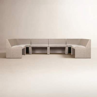Senna Outdoor Dining Banquette U Shape 145"-Vintage White