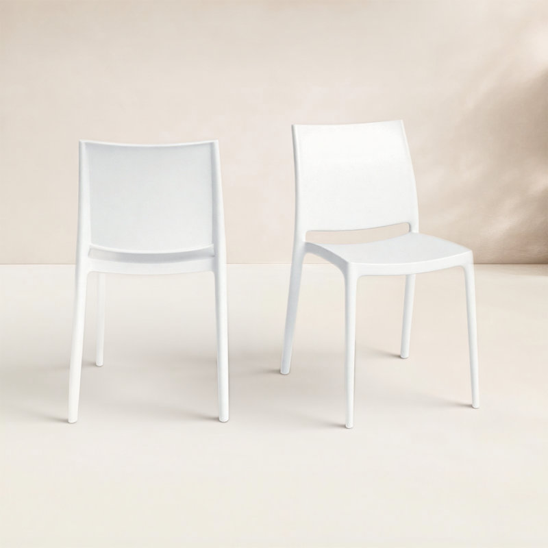 Burt Stacking Patio Dining Side Chair, White