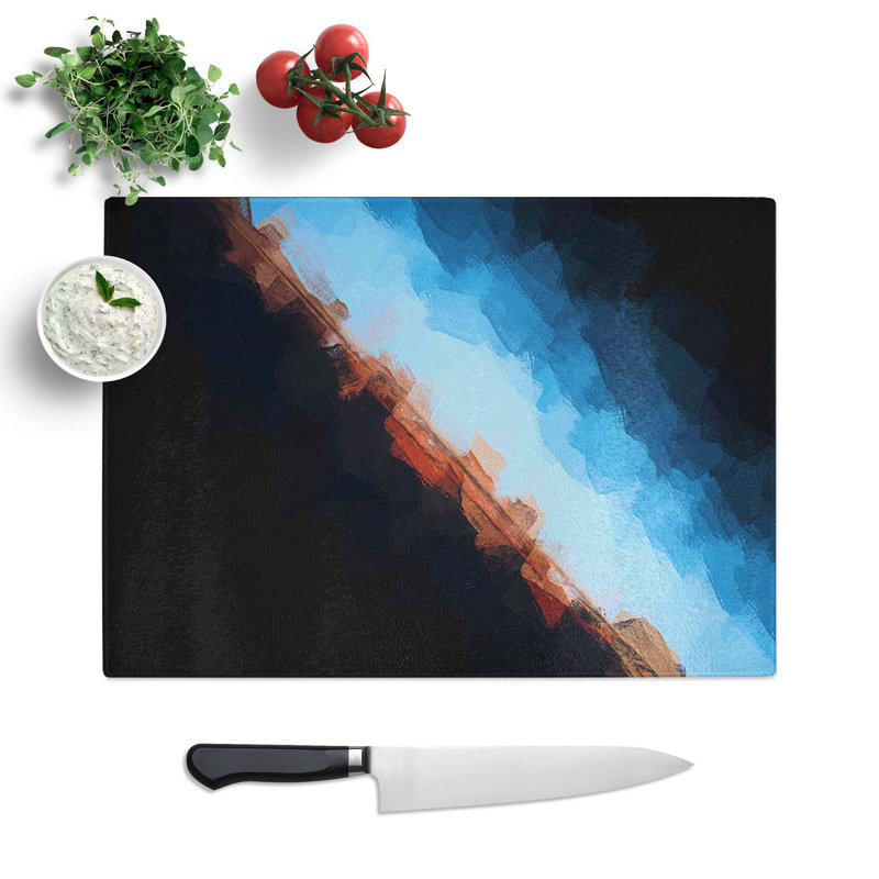 Glass Horizon in Orange & Blue in Abstract Chopping Board, 28.5 cm W x 20 cm L