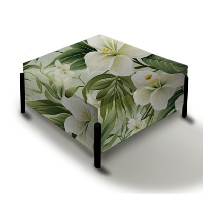Minimalist Flora Tropical Pattern II - Tropical Large Square Ottoman