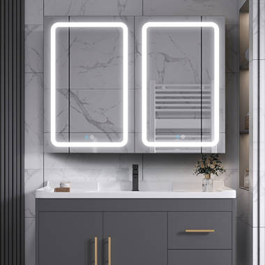 40 Black LED Lighted Bathroom Medicine Cabinet Vanity Mirror with