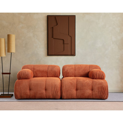 Élégant canapé 2 places, orange, 74,8 x 37,4 x 29,5 pouces | Structure durable en bois de hêtre et en carton, tissu doux 100% polyester | Support confortable pour le dos en mousse et en silicone 28 | Mobilier de salon moderne