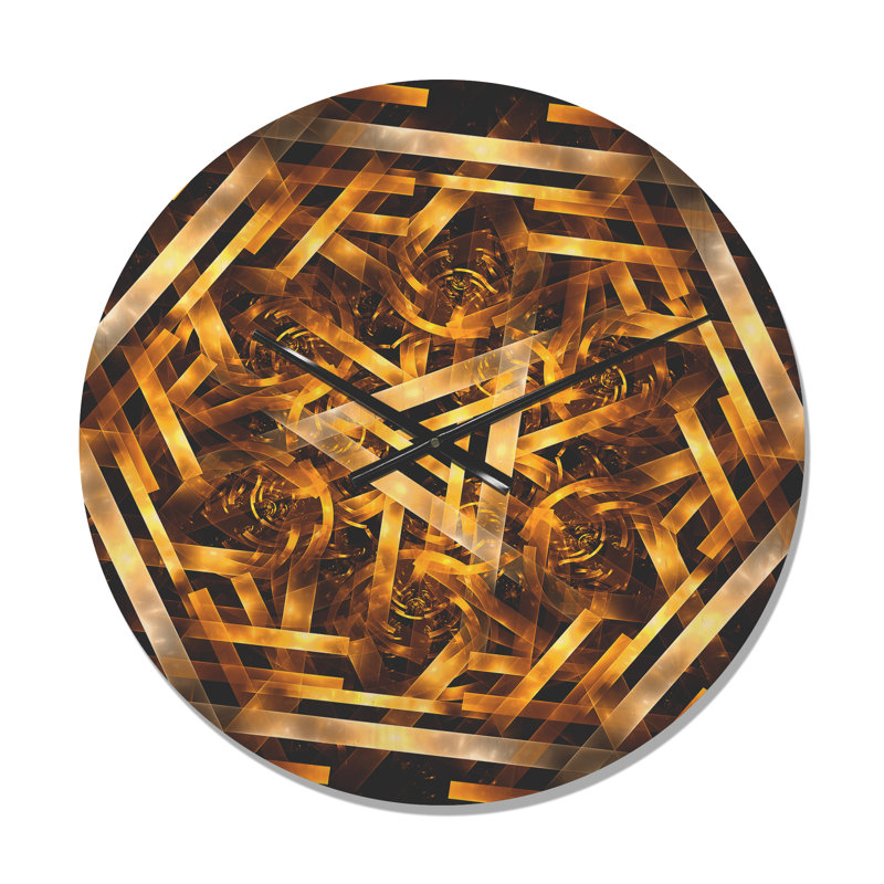 Horloge murale Fractal 3D Yellowish Hexagon, Moyen