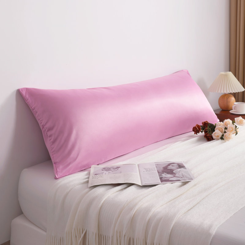 Satin Body Pillow Pillowcase, Hidden Zippered Pillow Cover, Slip Cooling - NTBAY, Light Pink