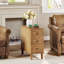 Table de chevet étroite en bois massif naturel entièrement assemblé à 3 tiroirs - Table de chevet minimaliste moderne avec boutons ronds - pour chambre à coucher, appartement ou petits espaces-125333909