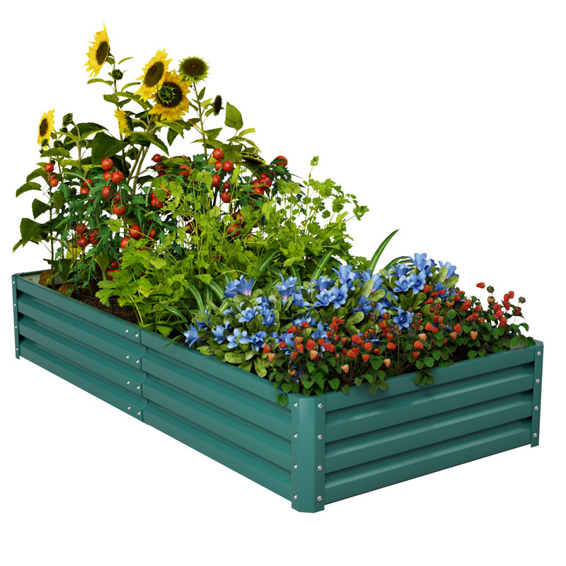 Humphery Galvanized Steel Raised Garden Bed, 12" H x 35" W x 71" D
