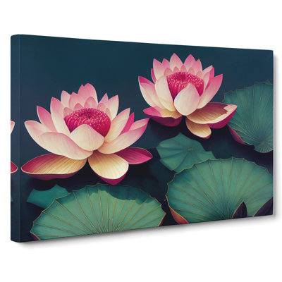 Beaming Lotus Flowers - Wrapped Canvas Print