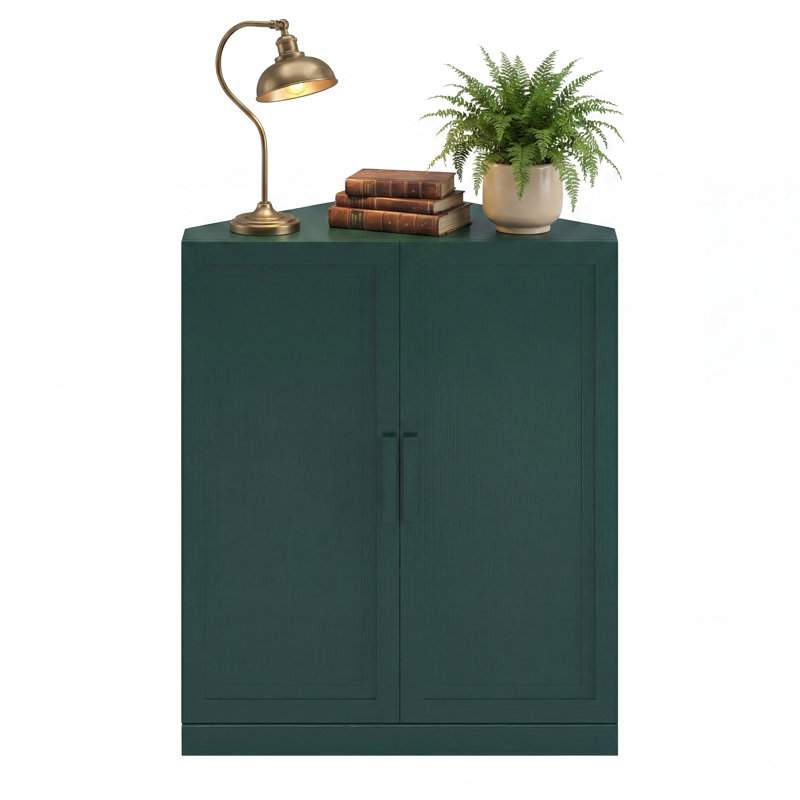 Buffet décoratif d'angle peu encombrant avec tablette réglable Lula, H 36 po x l 31 po x P 16 po, Vert foncé