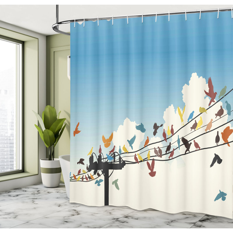 Shower Curtain with Hooks Included, 70" H x 69" W