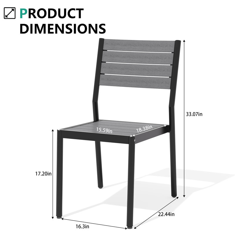 Chaise de salle à manger d'extérieur empilable Deen Auminium, Gris foncé