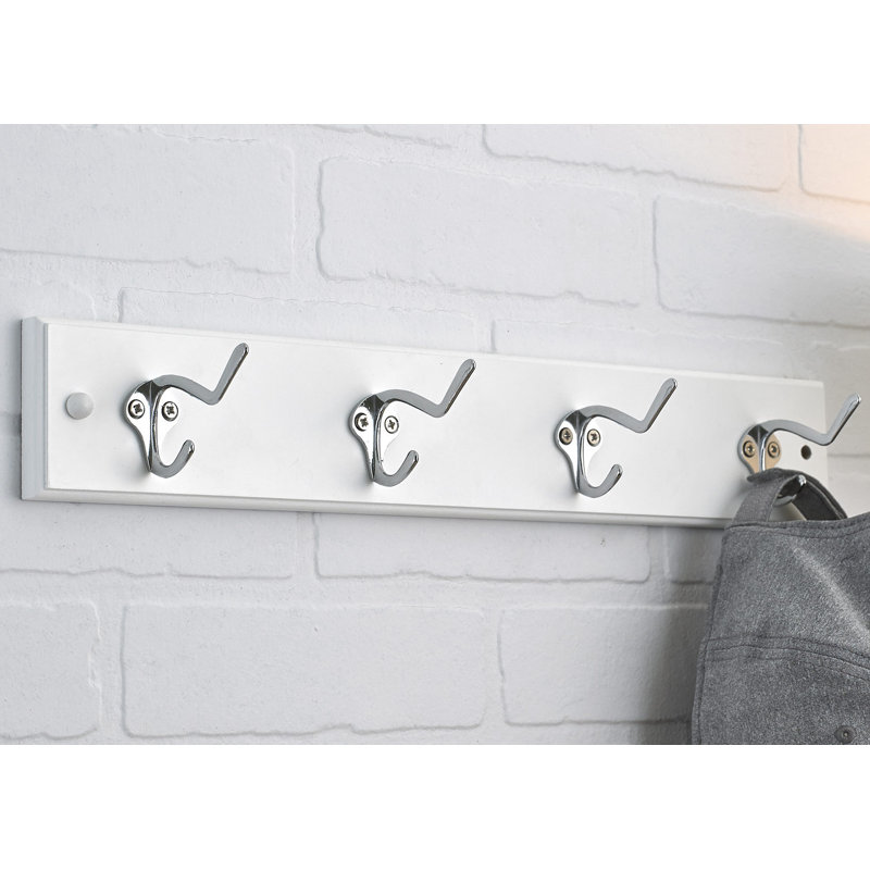 Wall Mounted Coat Rack, White/Chrome