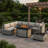 8-Piece Modular Outdoor Sectional Seating Set With Propane Fire Pit Table And Cushions-125547774-124197991