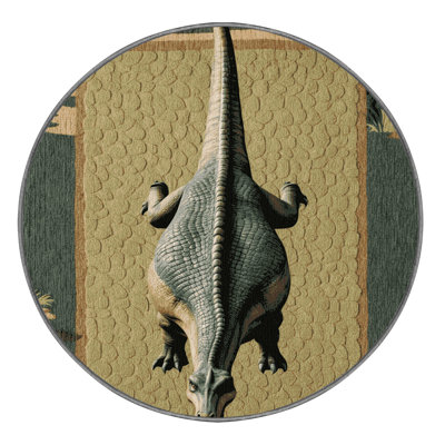Machine Washable Dinosaurs Brown Area Rug