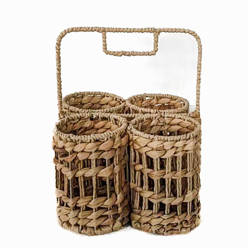 Panier tissé à 4 bouteilles avec poignée