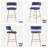  Padded Cushion Metal Legs Modern Bar Stool Set of 2 Blue-974871967
