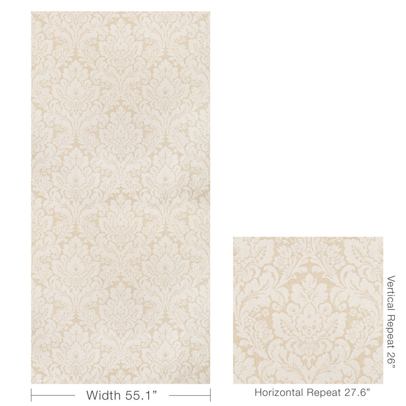 Acanthus Damask Fabric, Pearl