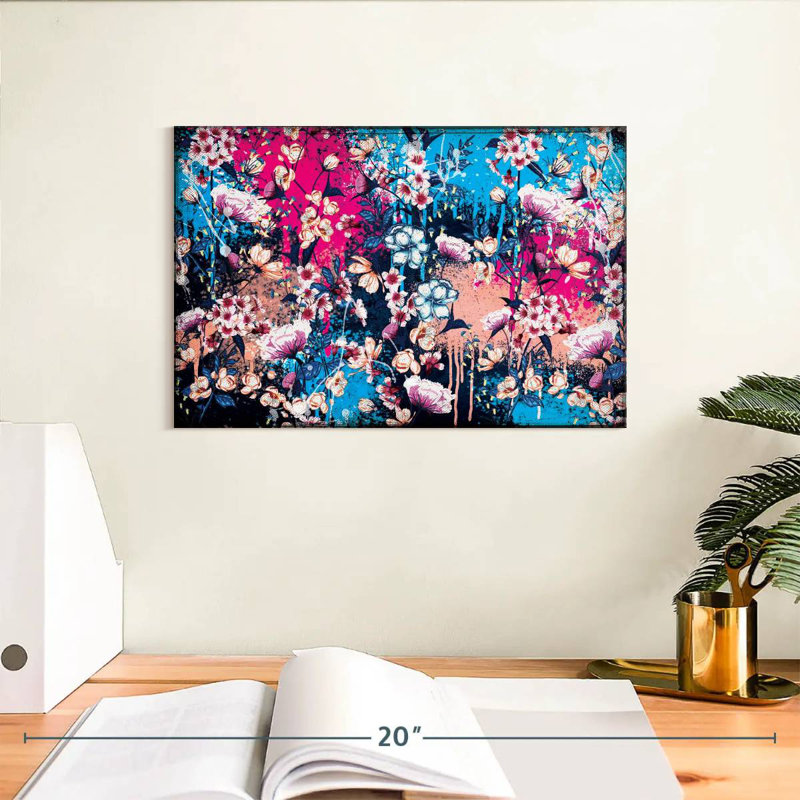Kerner Splattered Botanical Flowers, 8" H x 12" W