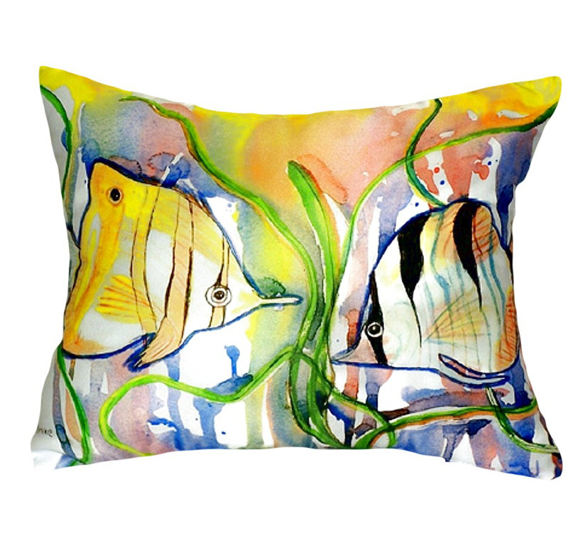 Angel Fish Outdoor Reversible Throw Pillow