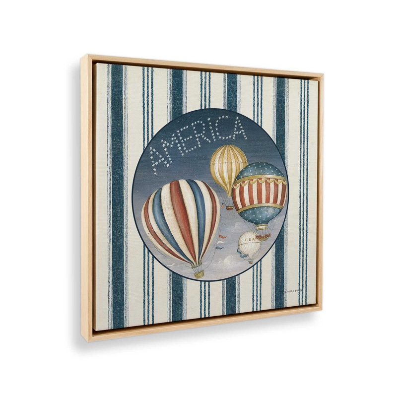 «America Ballons IV» par David Carter Brown, reproduction d'art, H 37,5 po x l 37,5 po, Érable, Toile avec cadre
