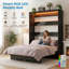 Grand lit escamotable mural avec tablette de rangement intégrée et lumières DEL, peu encombrant, noir-2143232104-2143232105